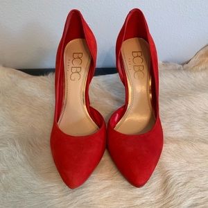 BCBG Paris Red Suede Heels